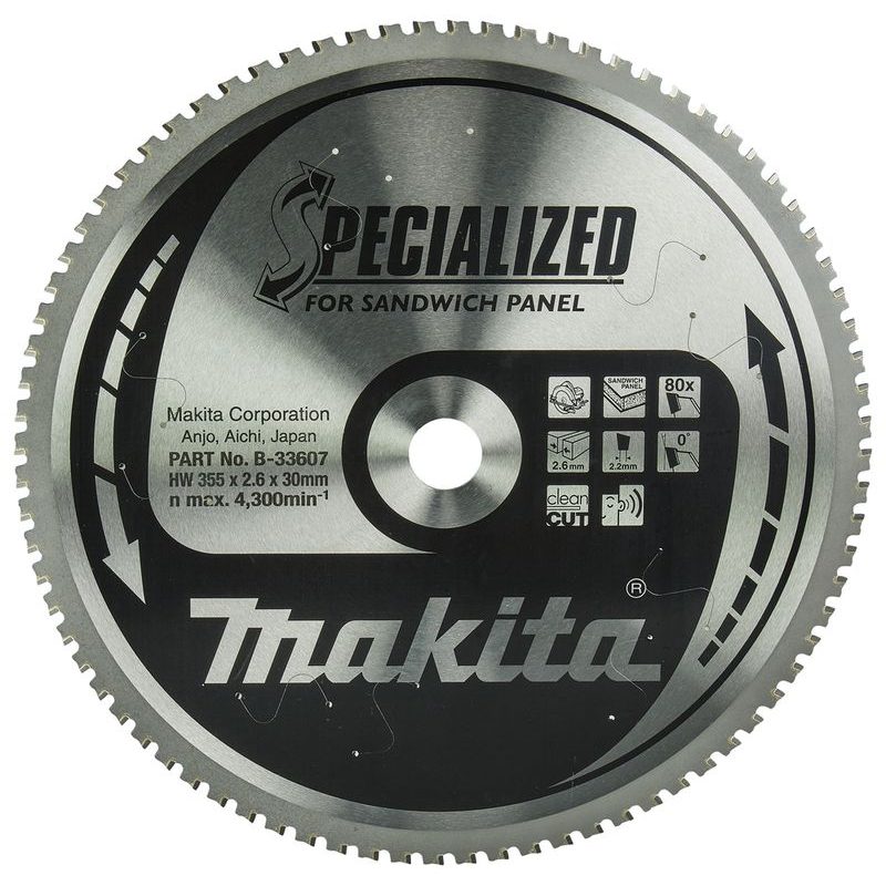 MAKITA B-33607 - KOTOUČ PILOVÝ SENDVIČOVÉ PANELY SPECIALIZED 355X2.6X30MM 80Z = OLD B-17697 - PILOVÉ KOTOUČE - MAKITA-SHOP