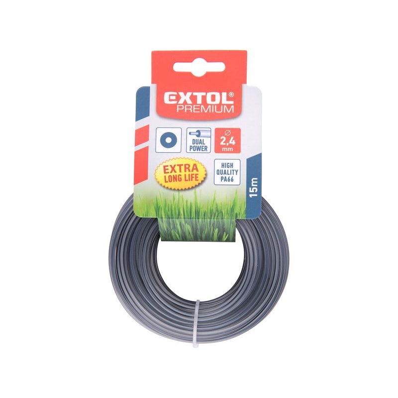 EXTOL PREMIUM ŽACÍ STRUNA DO SEKAČKY S JÁDREM, KRUHOVÝ PROFIL, 2,4MM, 15M, PA66, 8870904 - 2,4MM - ZAHRADA