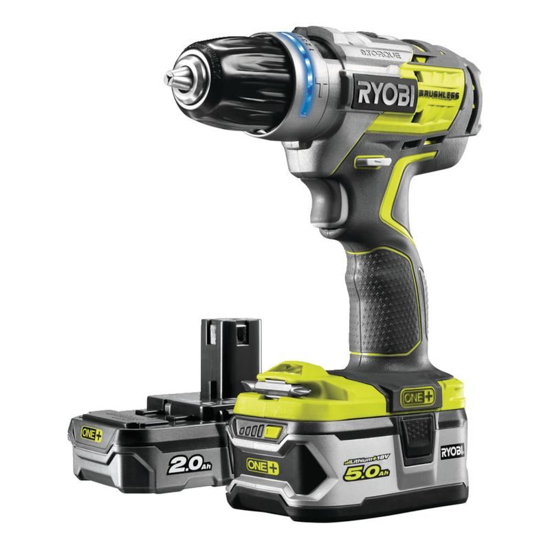 RYOBI R18PDBL-252S 18 V BEZUHLÍKOVÁ PŘÍKLEPOVÁ VRTAČKA + 1X 2AH + 1X 5AH BATERIE + NABÍJEČKA ONE+ - PŘÍKLEPOVÝ ŠROUBOVÁK 18V - 20V - AKU NÁŘADÍ