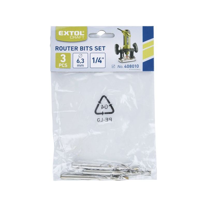 EXTOL CRAFT FRÉZY STOPKOVÉ 3KS, ⌀ 6,35MM (1/4"), 3KS, HSS6542, 44097 - SADY STOPKOVÝCH FRÉZ - PŘÍSLUŠENSTVÍ