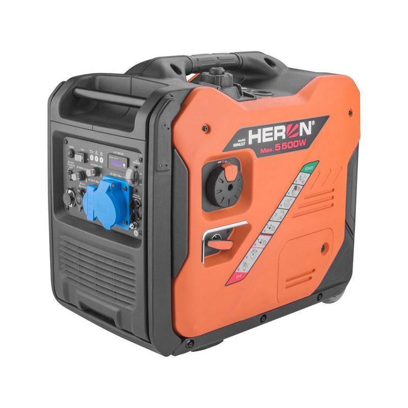 HERON ELEKTROCENTRÁLA DIGITÁLNÍ INVERTOROVÁ, 5,5KW, ELEKTRICKÝ START, DÁLKOVÉ OVLÁDÁNÍ, ATS-READY, PODVOZEK, 8896227 - DIGITÁLNÍ ELEKTROCENTRÁLY - ELEKTROCENTRÁLY