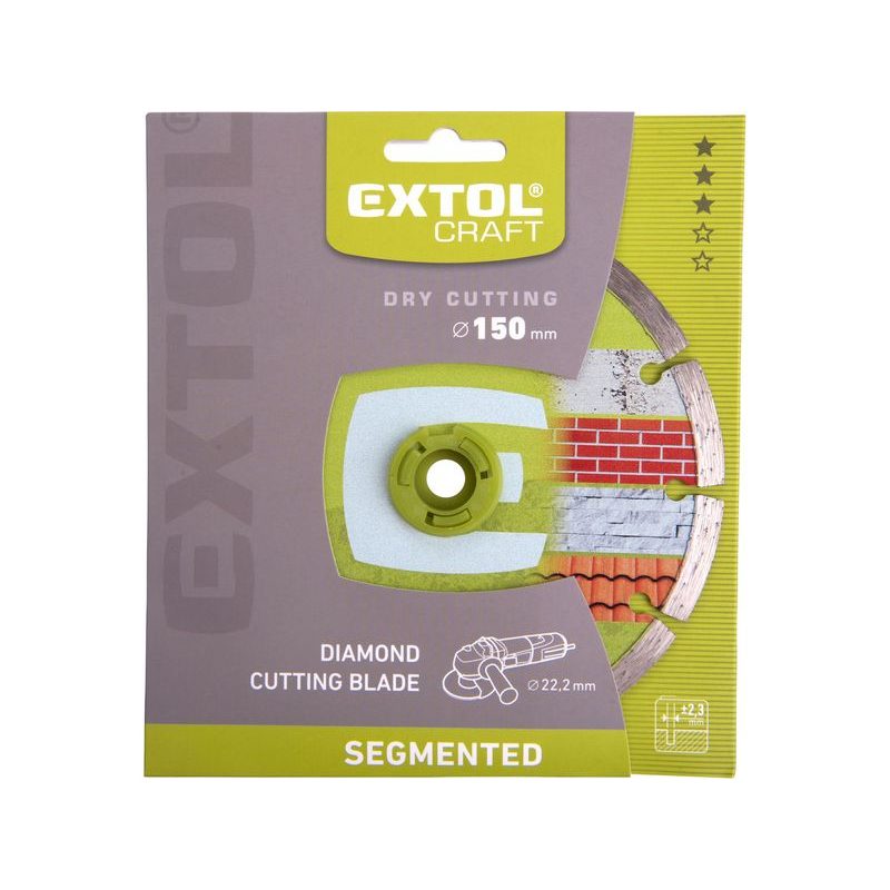 EXTOL CRAFT KOTOUČ DIAMANTOVÝ ŘEZNÝ SEGMENTOVÝ - SUCHÉ ŘEZÁNÍ, O 150X22,2X2,3MM, 108813 - DIA KOTOUČ 150 MM - PŘÍSLUŠENSTVÍ