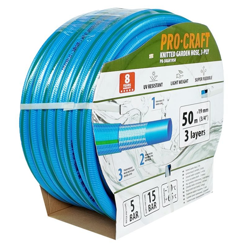 ZAHRADNÍ HADICÍ PROCRAFT PR-3KGH1950 3 VRSTVY, 3/4" 50 M | PR-3KGH1950 PROCRAFT - HADICE 3/4" - ZAHRADA