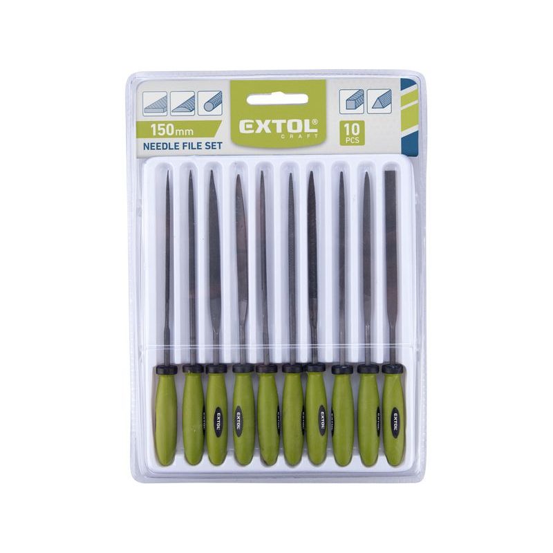 EXTOL CRAFT PILNÍKY JEHLOVÉ S PLASTOVOU RUKOJETÍ, SADA 10KS, 150MM, 8801 - PILNÍKY - RUČNÍ NÁŘADÍ