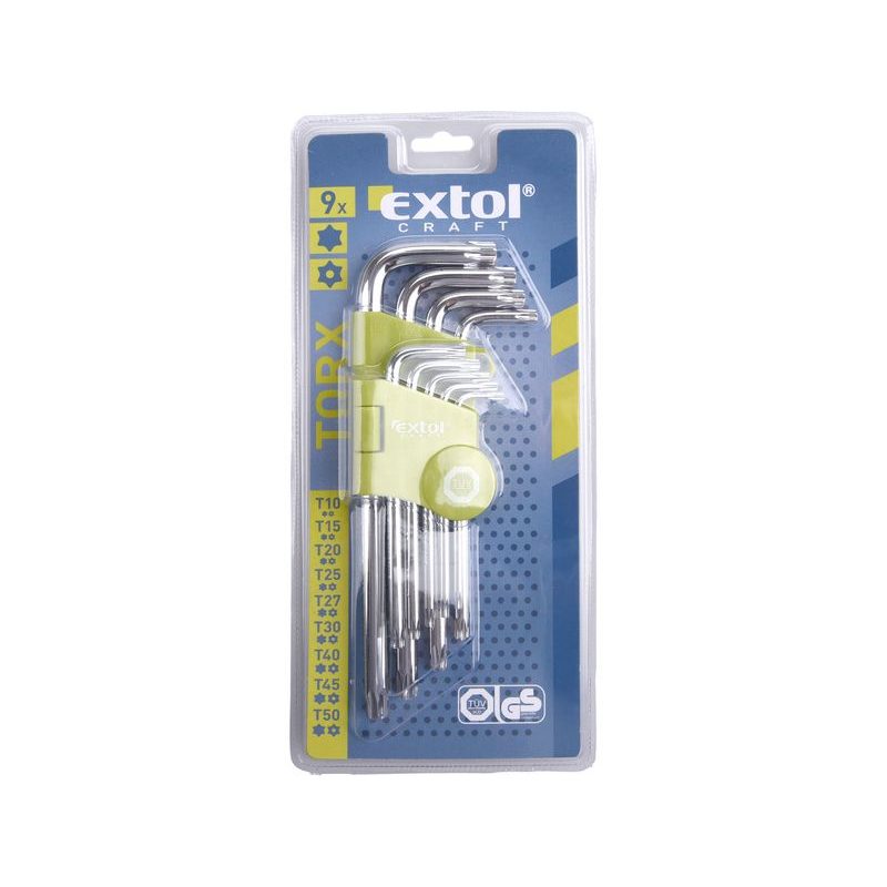 EXTOL CRAFT L-KLÍČE TORX, SADA 9KS, T 10-50, 66011 - L - KLÍČE - RUČNÍ NÁŘADÍ