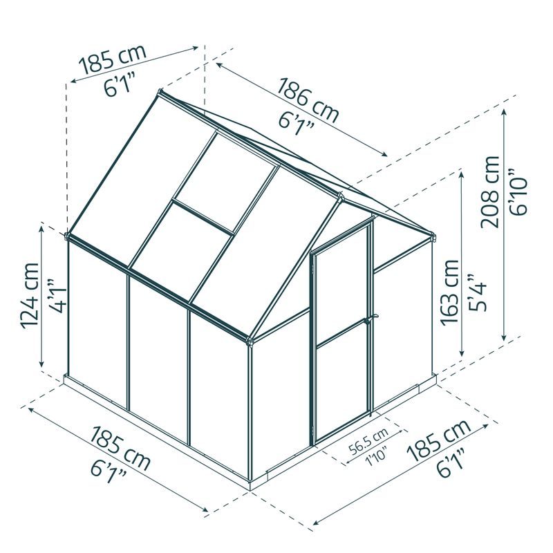 PALRAM - CANOPIA MULTILINE 6' X 6' POLYKARBONÁTOVÝ SKLENÍK (185 X 185 CM) - SKLENÍK, FOLIOVNÍK - ZAHRADA