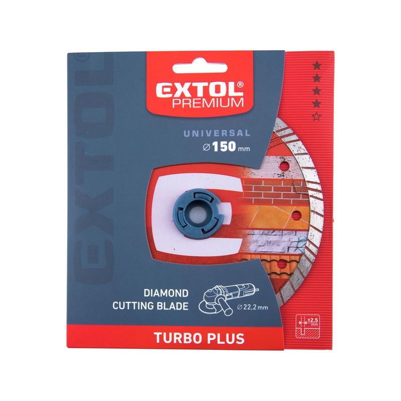 EXTOL PREMIUM KOTOUČ DIAMANTOVÝ ŘEZNÝ TURBO PLUS - SUCHÉ I MOKRÉ ŘEZÁNÍ, O 150X22,2X2,5MM, 8803033 - DIA KOTOUČ 150 MM - PŘÍSLUŠENSTVÍ