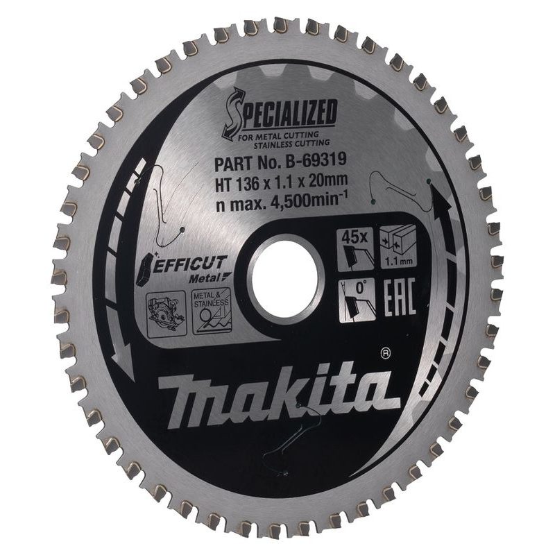MAKITA B-69319 - KOTOUČ PILOVÝ OCEL EFFICUT 136X1.1X20MM 45Z = OLD B-69272 - PILOVÉ KOTOUČE EFFICUT - MAKITA-SHOP