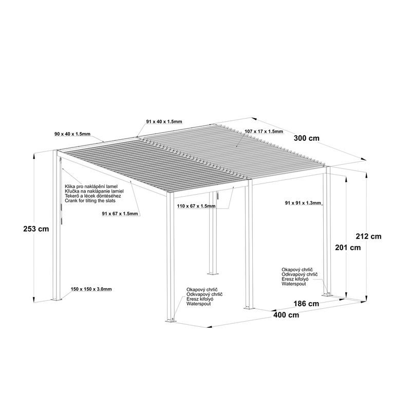 RIWALL PRO RMBP 13 X 10 ANTHRACITE BIOKLIMATICKÁ PERGOLA ( 4 X 3 M ) - PERGOLY - DŮM A DOMÁCNOST, ELEKTRO..