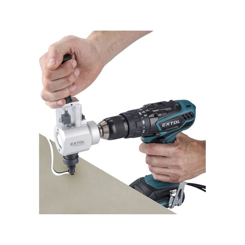 EXTOL PREMIUM NÁSTAVEC NA VRTAČKU 2FUNKČNÍ, K STŘÍHÁNÍ PLECHU/ŘEZÁNÍ DŘEVA, 8813654 - NŮŽKY NA PLECH - RUČNÍ NÁŘADÍ