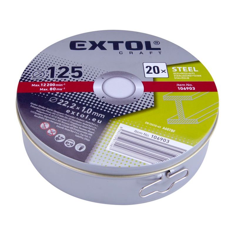 EXTOL CRAFT KOTOUČ ŘEZNÝ NA KOV 20KS, O 125X1,0X22,2MM, 106903 - ŘEZNÝ KOTOUČ 125 MM - PŘÍSLUŠENSTVÍ