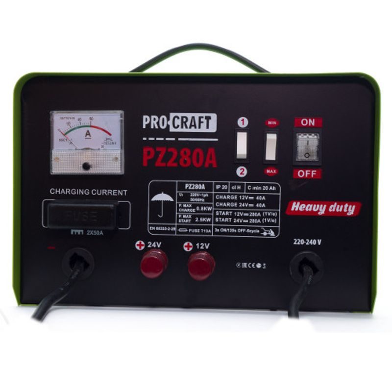 NABÍJEČKA AUTOBATERIÍ SE STARTOVACÍM ZDROJEM PROCRAFT PZ280A | PZ280A PROCRAFT - NABÍJEČKY (AUTONABÍJEČKY) - ELEKTRICKÉ NÁŘADÍ