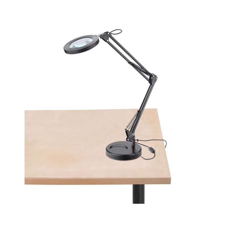 EXTOL LIGHT LAMPA STOLNÍ S LUPOU, USB NAPÁJENÍ, ČERNÁ, 2400LM, 3 BARVY SVĚTLA, 5X ZVĚTŠENÍ, 43160 - PRACOVNÍ SVĚTLA - PŘENOSKY - SVÍTIDLA