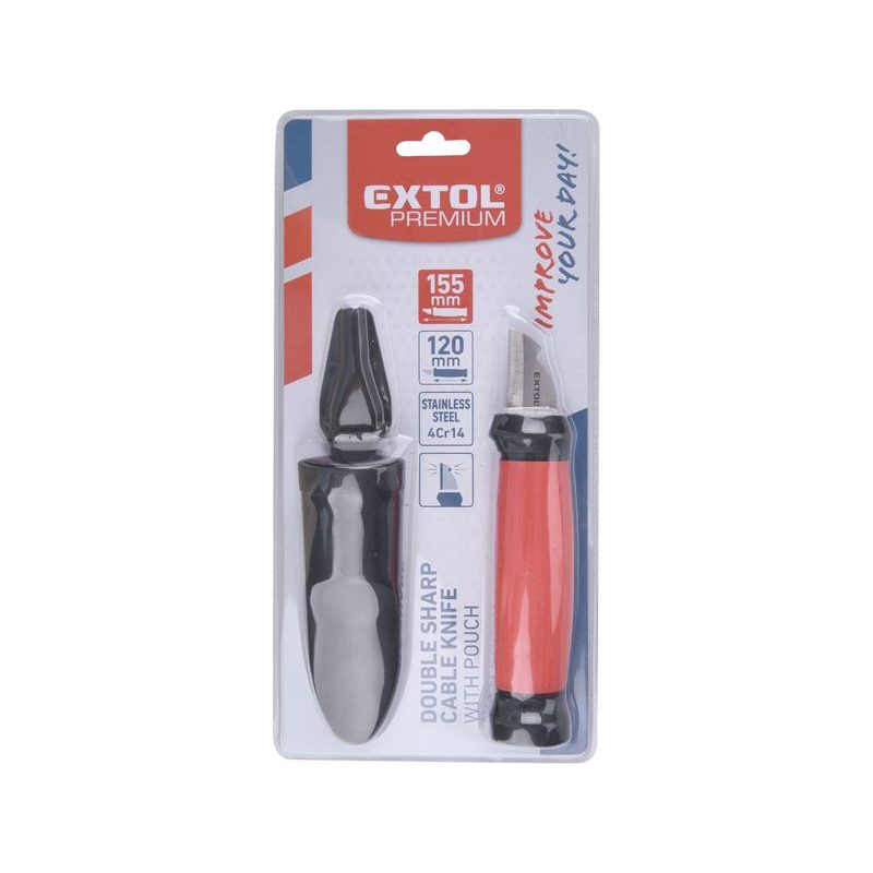 EXTOL PREMIUM NŮŽ NA ODIZOLOVÁNÍ KABELŮ OBOUBŘITÝ, 155/120MM, CRV, 8831101 - ELEKTRIKÁŘSKÉ NOŽE - RUČNÍ NÁŘADÍ