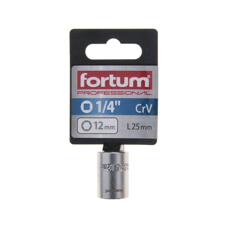 FORTUM HLAVICE NÁSTRČNÁ 1/4", 12MM, L 25MM, 4701412 - NÁSTRČNÉ HLAVICE, OŘECHY - RUČNÍ NÁŘADÍ