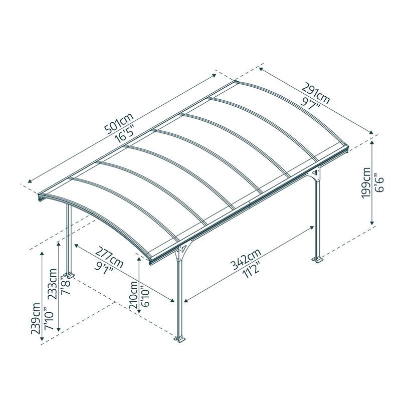 PALRAM - CANOPIA VITORIA 5000 HLINÍKOVÝ PŘÍSTŘEŠEK S OBLOUKOVOU STŘECHOU - PŘÍSTŘEŠKY VCHODOVÉ, PRO AUTA - DŮM A DOMÁCNOST, ELEKTRO..