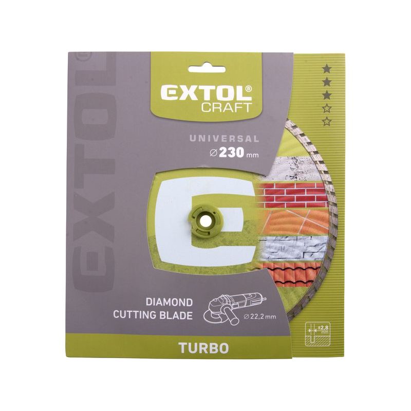 EXTOL CRAFT ZRUŠENO! NAHRAZENO VÝROBKEM 903055 KOTOUČ DIAMANTOVÝ ŘEZNÝ, TURBO - SUCHÉ I MOKRÉ ŘEZÁNÍ, O 230X22,2X2,8MM, 108855 - DIA KOTOUČ 230 MM - PŘÍSLUŠENSTVÍ