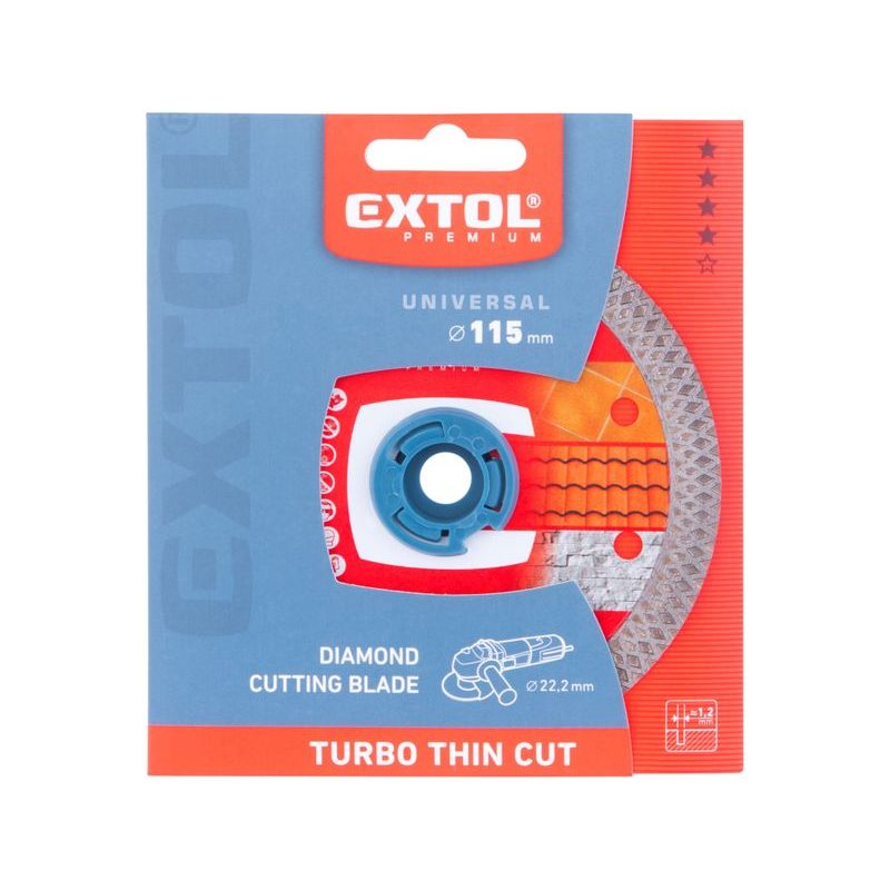 EXTOL PREMIUM KOTOUČ DIAMANTOVÝ ŘEZNÝ, TURBO THIN CUT, SUCHÉ I MOKRÉ ŘEZÁNÍ, O 115X22,2X1,2MM, 8803041 - DIA KOTOUČ 115 MM - PŘÍSLUŠENSTVÍ