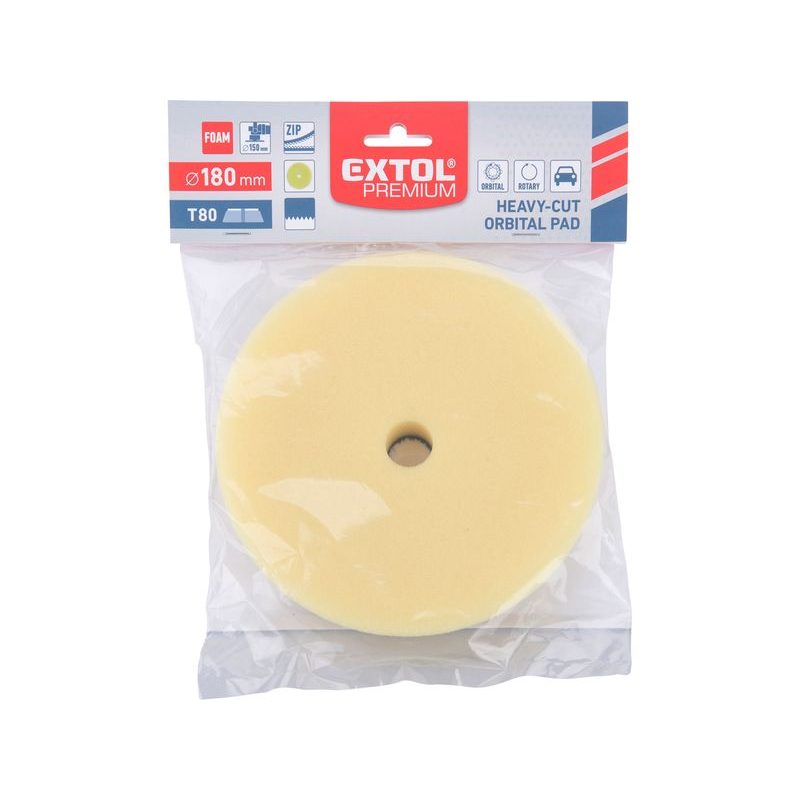 EXTOL PREMIUM KOTOUČ LEŠTÍCÍ PĚNOVÝ, ORBITÁLNÍ, T80, ŽLUTÝ, ⌀180X25MM, SUCHÝ ZIP ⌀152MM, 8804558 - PRO LEŠTIČKY - PŘÍSLUŠENSTVÍ