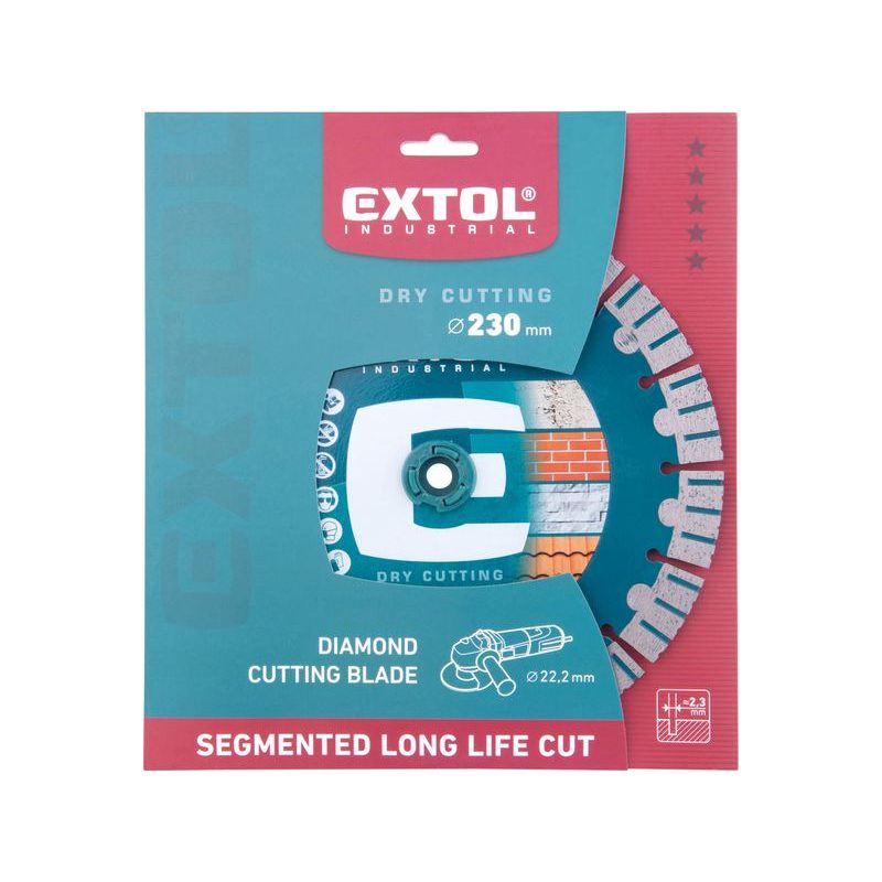 EXTOL INDUSTRIAL KOTOUČ DIAMANTOVÝ ŘEZNÝ SEGMENTOVÝ LONG LIFE CUT, SUCHÉ ŘEZÁNÍ, O 230X22,2X2,3MM, 8703038 - DIA KOTOUČ 230 MM - PŘÍSLUŠENSTVÍ