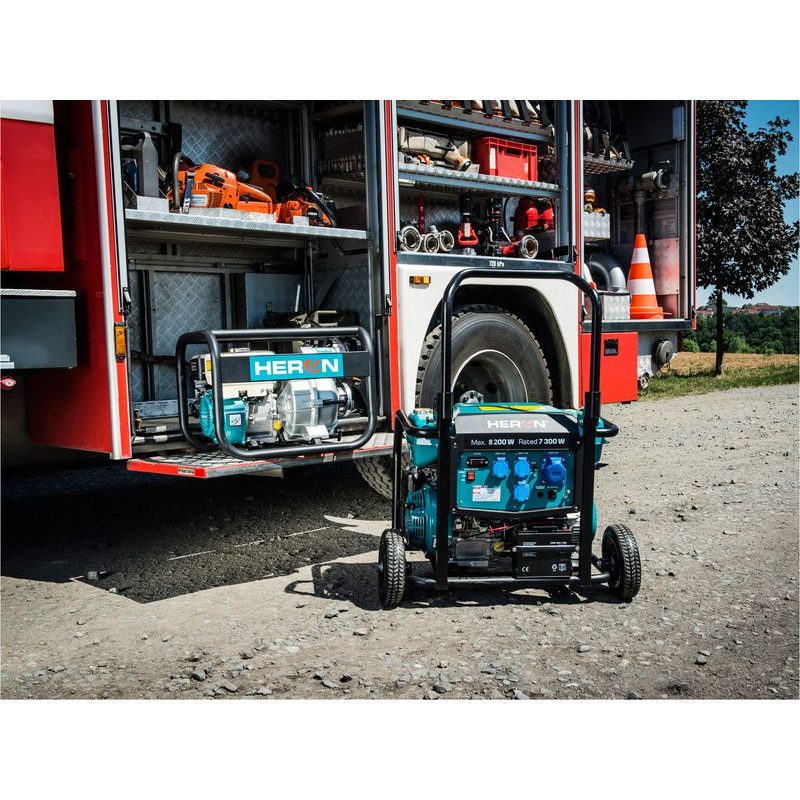 HERON ELEKTROCENTRÁLA BENZÍNOVÁ 17HP/8,2KW, PODVOZEK, ELEKTRICKÝ START, 8896145 - JEDNOFÁZOVÉ CENTRÁLY - ELEKTROCENTRÁLY