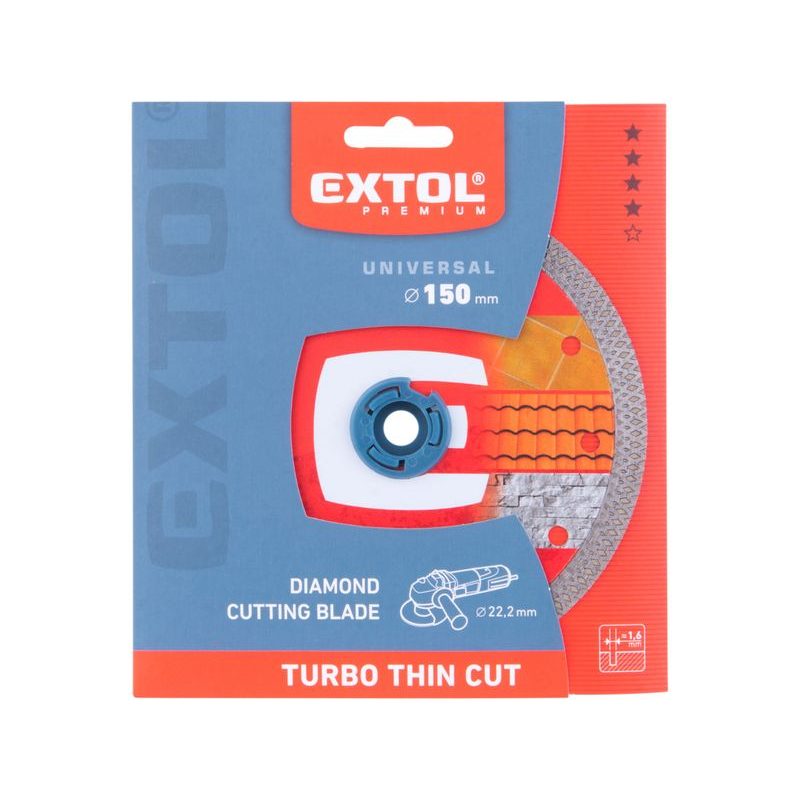 EXTOL PREMIUM KOTOUČ DIAMANTOVÝ ŘEZNÝ, TURBO THIN CUT, SUCHÉ I MOKRÉ ŘEZÁNÍ, O 150X22,2X1,6MM, 8803043 - DIA KOTOUČ 150 MM - PŘÍSLUŠENSTVÍ