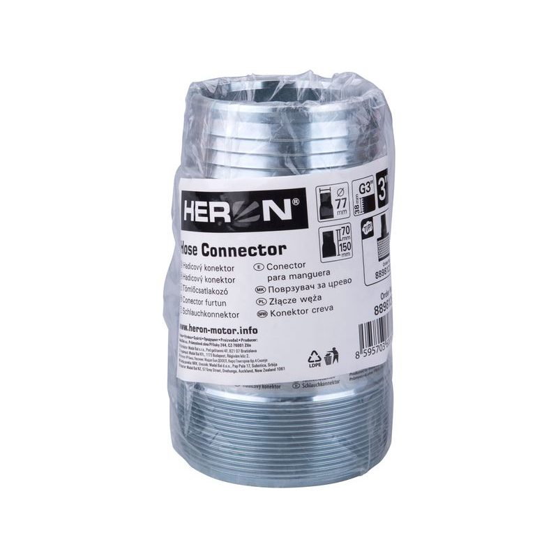 HERON-PRISLUSENSTVI KONEKTOR PRO HADICI, 3", G 3", POZINKOVANÁ OCEL, 8898126 - PŘÍSLUŠENSTVÍ PRO EXTOL - NÁHRADNÍ DÍLY