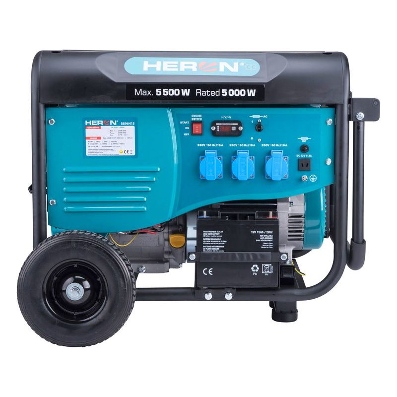 HERON ELEKTROCENTRÁLA BENZÍNOVÁ 13HP/5,5KW, PRO SVAŘOVÁNÍ, ELEKTRICKÝ START, PODVOZEK, 8896415 - JEDNOFÁZOVÉ CENTRÁLY - ELEKTROCENTRÁLY