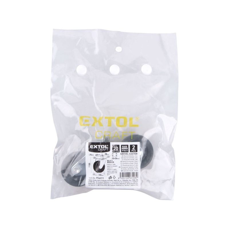 EXTOL CRAFT 24040 KOLEČKA OTOČNÁ Z TVRDÉ PRYŽE, SADA 2KS, PRŮMĚR 40MM, 956011 - NÁHRADNÍ KOLEČKA - DÍLNA A GARÁŽ