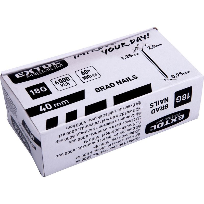 EXTOL PREMIUM HŘEBÍK NASTŘELOVACÍ, 6000KS, 40MM, 18G, TYP F, HLAVA 2MM, 1,25X0,95MM, 8862617 - HŘEBÍKY TYP F - PŘÍSLUŠENSTVÍ