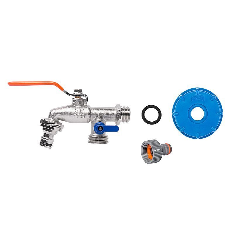 IBC VENTIL ZAHRADNÍ, MATICE S60X6 + KOHOUT S VÝVODY PRO 2X MZ 3/4" + 2 VSUVKY - ZAHRADNÍ KOHOUTKY - ZAHRADA