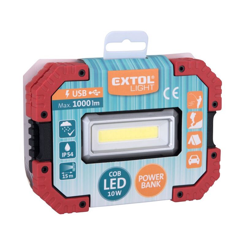 EXTOL LIGHT REFLEKTOR LED, 1000LM, USB NABÍJENÍ S POWERBANKOU, LI-ION, 43272 - LED SVĚTLA - SVÍTIDLA