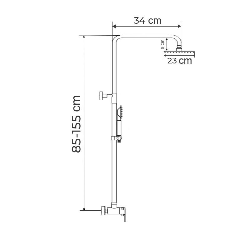 SPRCHOVÝ SLOUP S BATERIÍ MIXXUS PREMIUM ALEX 003-J BLACK, ČERNÁ | ALEX 003-J BLACK PROCRAFT - SPRCHOVÉ BATERIE - SANITA