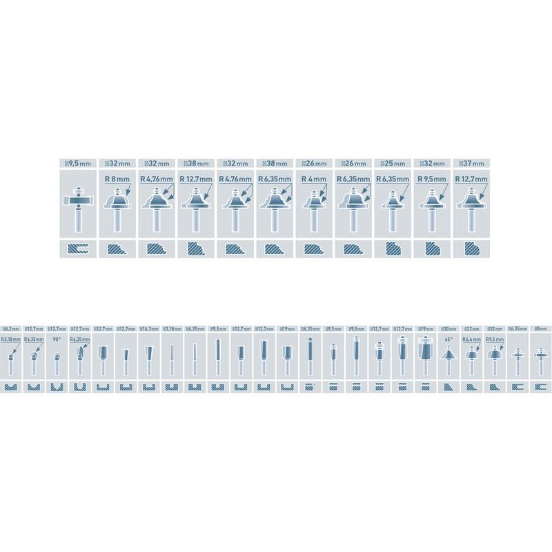 EXTOL PREMIUM FRÉZY TVAROVÉ DO DŘEVA S SK PLÁTKY, SADA 35KS, 44040 - SADY STOPKOVÝCH FRÉZ - PŘÍSLUŠENSTVÍ