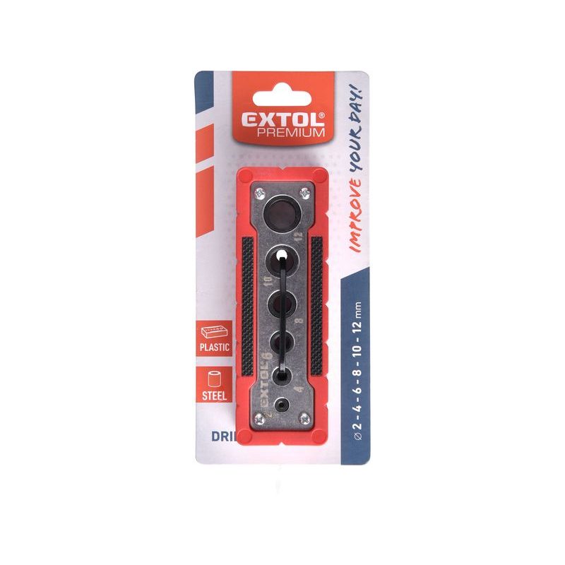 EXTOL PREMIUM VRTACÍ VODÍCÍ ŠABLONA, O 2-4-6-8-10-12MM, 8801920 - VRTÁKY, KORUNKY - PŘÍSLUŠENSTVÍ
