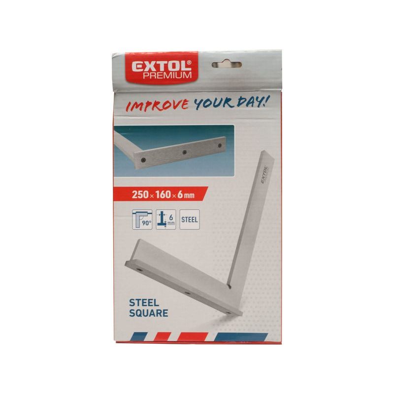 EXTOL PREMIUM ÚHELNÍK ZÁMEČNICKÝ S PŘÍLOŽNÍKEM, 250X160X5MM, OCELOVÝ, 8825130 - ÚHLOMĚRY - MĚŘÍCÍ TECHNIKA