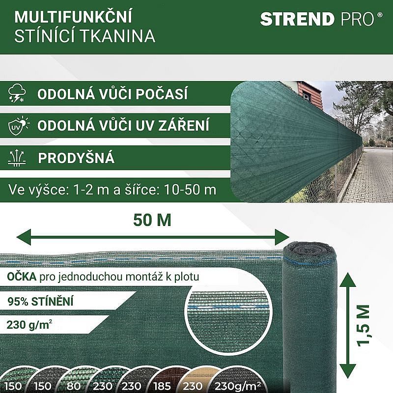 STÍNICÍ TKANINA EXTRA 1,5X50M, 230G/M2, UV, STÍNĚNÍ 95% - ZAHRADNÍ TEXTILIE, TKANINY - ZAHRADA
