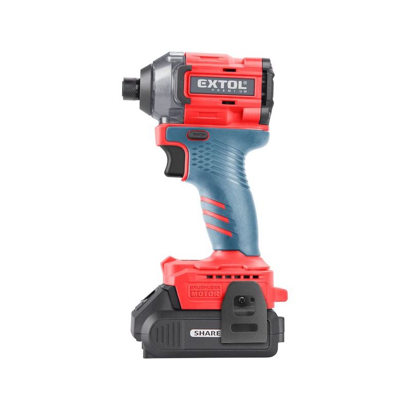 EXTOL PREMIUM UTAHOVÁK RÁZOVÝ 1/4" AKU SHARE20V, BRUSHLESS, 2AH, 8891814 - RÁZOVÝ UTAHOVÁK 18V - AKU NÁŘADÍ