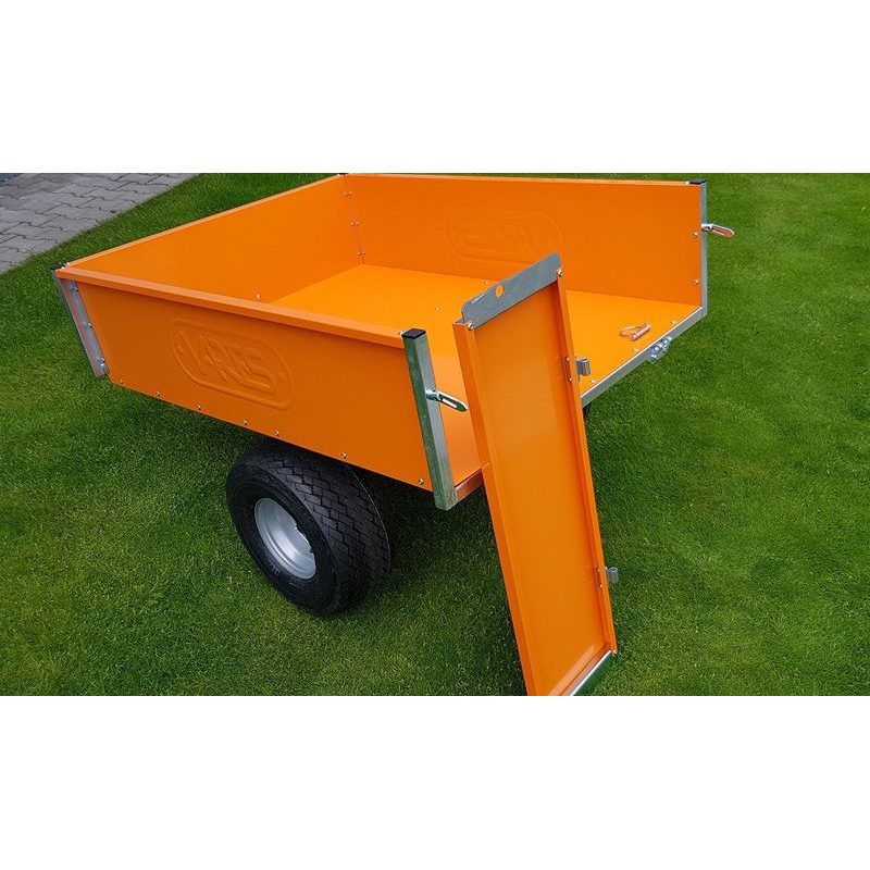 VOZÍK TR 220S – POZINK PLUS+, PRACHOTĚSNÉ NÁBOJE KOL, PROFI LOVANÝ NOSNÍK KORBY TL. 3 MM - VOZÍK VARES PRO ZAHRADNÍ TRAKTORY - VOZÍKY ZA TRAKTOR - ZAHRADA