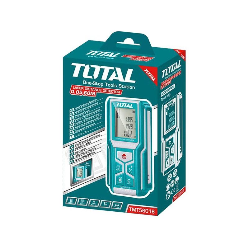 TOTAL METR LASEROVÝ DIGITÁLNÍ, 60M, TMT56016 - LASEROVÉ MĚŘIČE VZDÁLENOSTI - MĚŘÍCÍ TECHNIKA