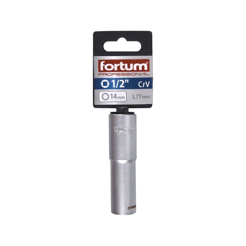 FORTUM HLAVICE NÁSTRČNÁ PRODLOUŽENÁ 1/2", 14MM, L 77MM, 4700514 - NÁSTRČNÉ HLAVICE, OŘECHY - RUČNÍ NÁŘADÍ