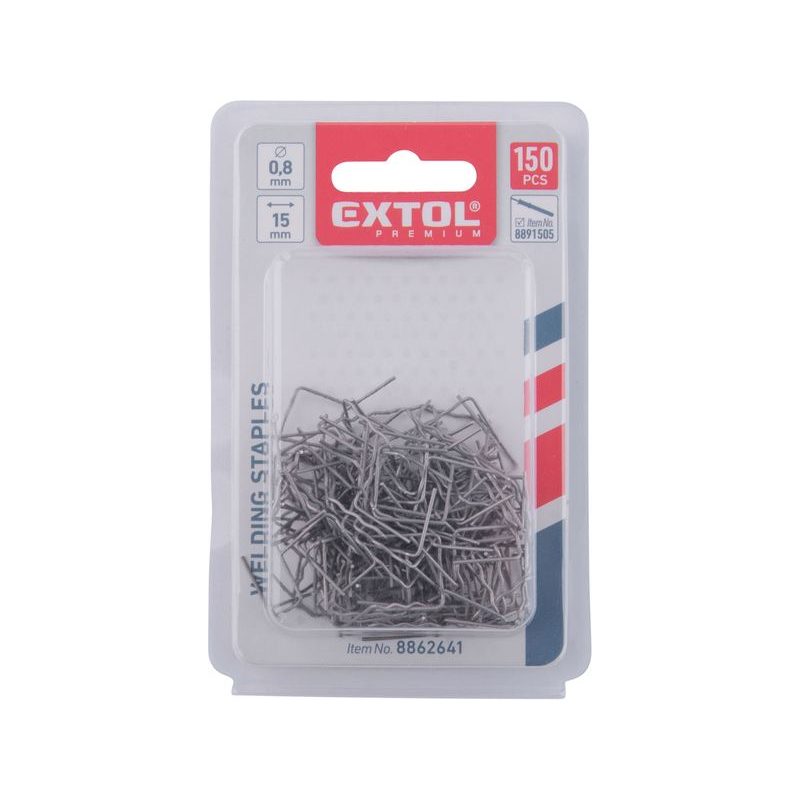 EXTOL PREMIUM SPONY SVAŘOVACÍ, 150KS, VLNKA, ⌀0,8MM, ROZTEČ 15MM, 8862641 - SVÁŘEČKY - NABÍJEČKY (AUTONABÍJEČKY) - ELEKTRICKÉ NÁŘADÍ