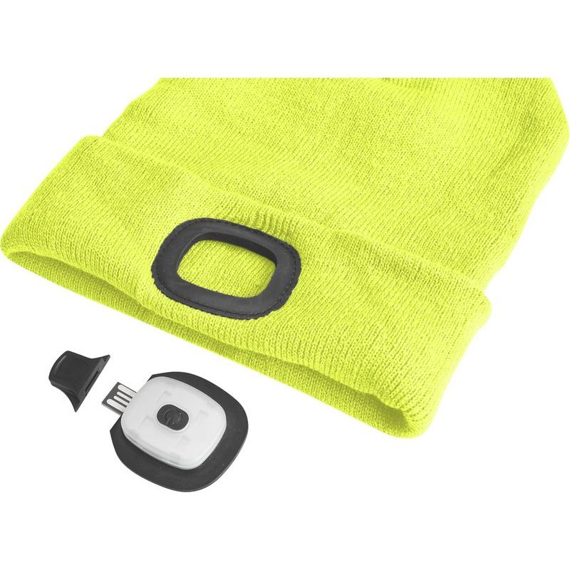 EXTOL LIGHT ČEPICE S ČELOVKOU 4X45LM, USB NABÍJENÍ, FLUORESCENTNÍ ŽLUTÁ, UNIVERZÁLNÍ VELIKOST, 73% ACRYL A 27% POLYESTER, 43194 - ČEPICE, KŠILTOVKY, PONOŽKY A JINÉ - PŘÍSLUŠENSTVÍ