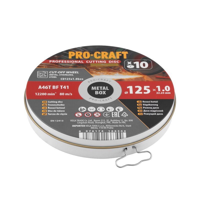 SADA ŘEZNÝCH KOTOUČŮ PROCRAFT CD125X1.0B | CD125X1.0B PROCRAFT - ŘEZNÝ KOTOUČ 125 MM - PŘÍSLUŠENSTVÍ