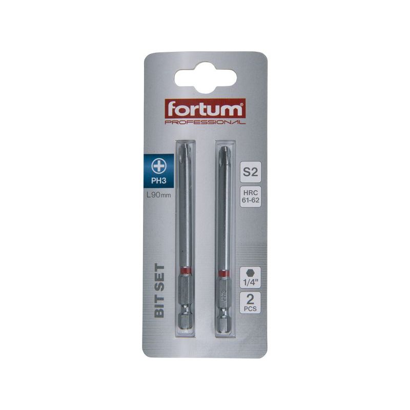 FORTUM HROT KŘÍŽOVÝ PHILLIPS, SADA 2KS, PH 3X90MM, S2, 4741223 - STANDARDNÍ BITY PH - PŘÍSLUŠENSTVÍ