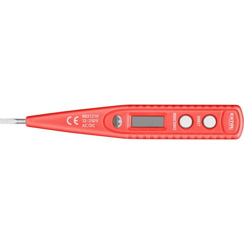 EXTOL PREMIUM ZKOUŠEČKA NAPĚTÍ DIGITÁLNÍ S DISPLEJEM 12-220V, DÉLKA 146MM, PRO AC/DC (STŘÍDAVÝ/STEJNOSMĚRNÝ PROUD), 8831210 - ZKOUŠEČKY NAPĚTÍ, MULTIMETRY - MĚŘÍCÍ TECHNIKA