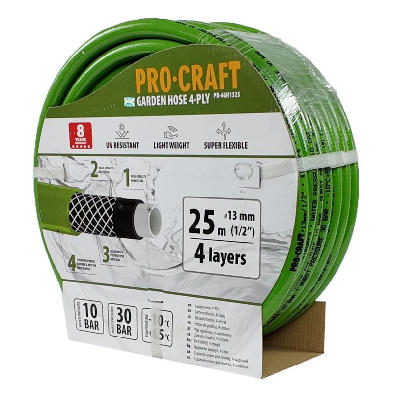 ZAHRADNÍ HADICÍ PROCRAFT PR-4GH1325 4 VRSTVY, 1/2" 25 M | PR-4GH1325 PROCRAFT - HADICE 1/2" - ZAHRADA