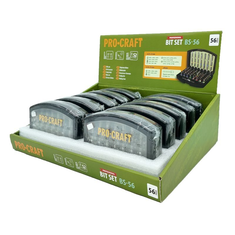 SADA BITŮ PROCRAFT BS-56, OCEL S2 | BS-56 PROCRAFT - BITY ŠESTIHRAN 1/4" - PŘÍSLUŠENSTVÍ