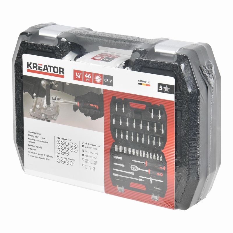 KREATOR KRTH30110 GOLA SADA 1/4" 46KS V KUFRU - GOLA SADY - RUČNÍ NÁŘADÍ