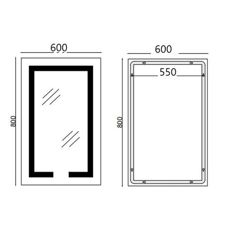KOUPELNOVÉ ZRCADLO S LED OSVĚTLENÍM, PROTIZAMLŽOVACÍ FUNKCÍ, REGULACÍ JASU A HODINKAMI, MR06-60×80 H | MR06-60×80 HARD PROCRAFT - ZRCADLA - SANITA